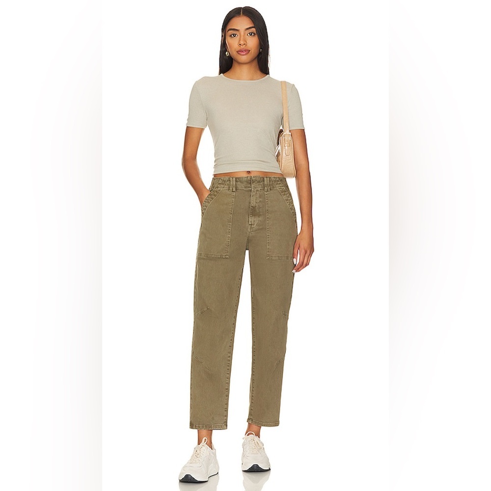 Pistola Pamela High Rise Straight Trouser in Kaki Size M - Picture 5 of 15